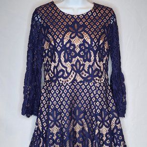 Eliza J Lacy Navy Midi dress Size 8
